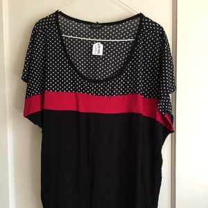Julie's Closet XL Polka Dot Black White & Red TOP